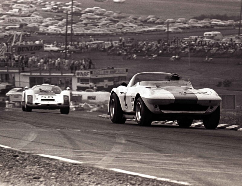 Race cars on a track