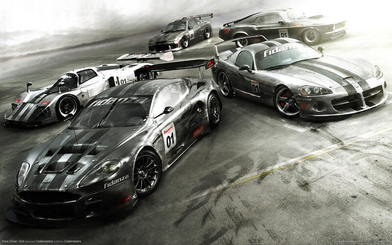 race cars on a track