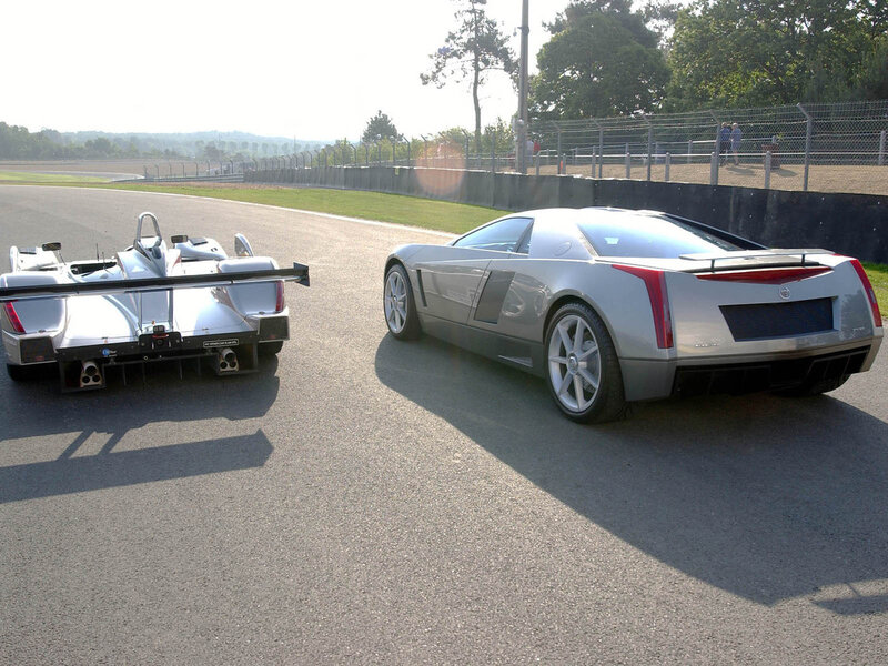 Race cars on a track
