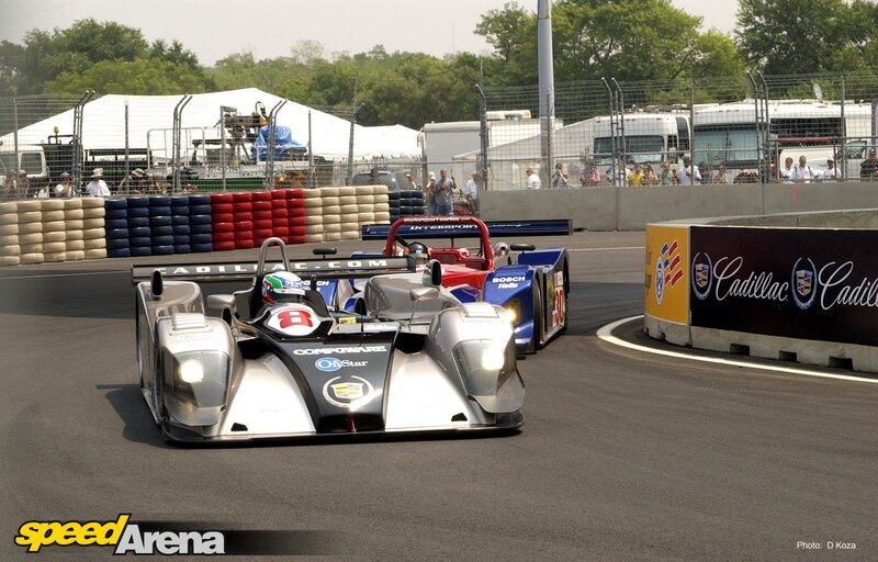 Race cars on a track