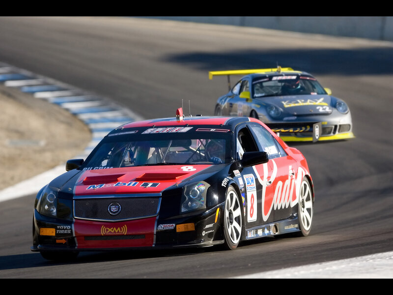 Race cars on a track