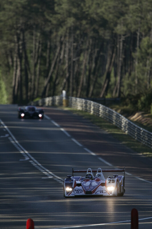 Race cars on a track