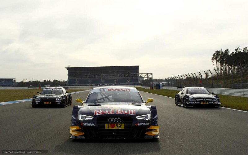 Race cars on a track
