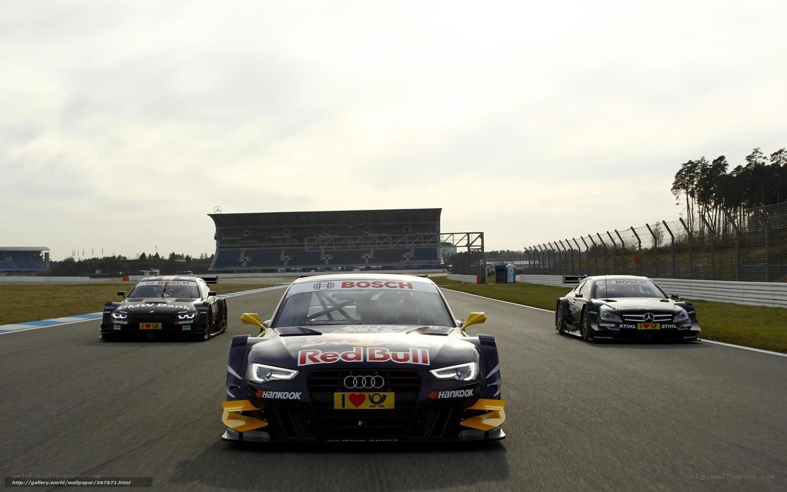 Race cars on a track