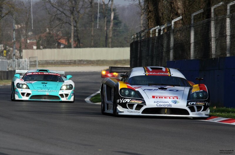 Race cars on a track