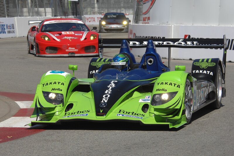 Race cars on a track