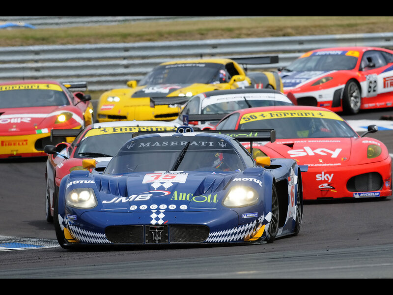 Race cars on a track