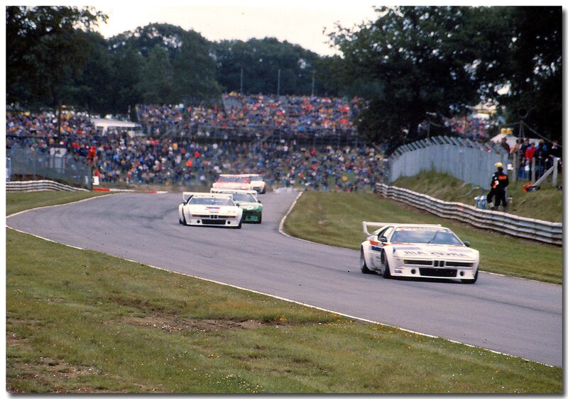 Race cars on a track