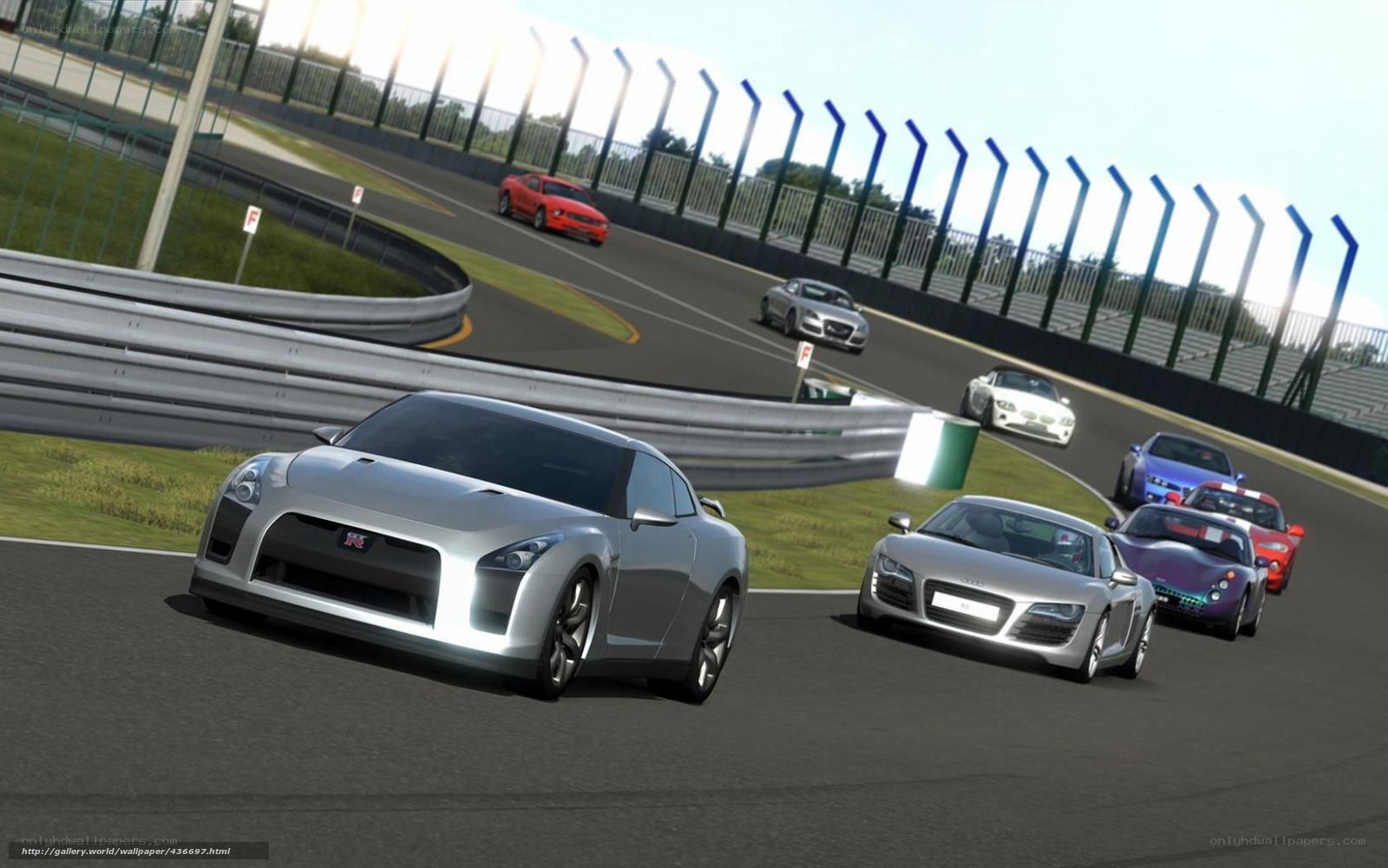 Race cars on a track
