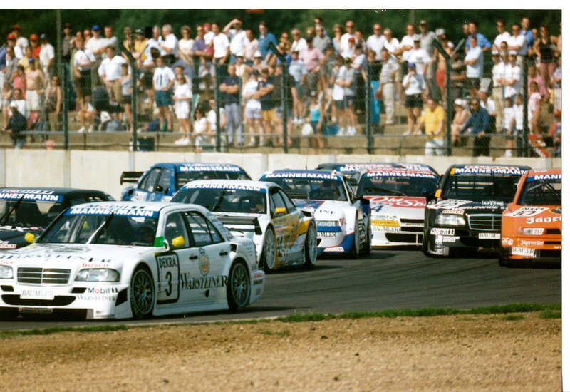 Race cars on a track