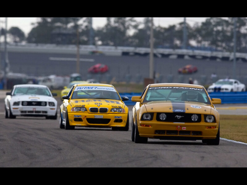 Race cars on a track