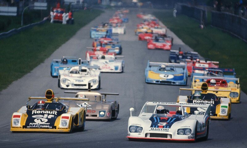 Race cars on a track