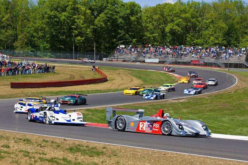 Race cars on a track