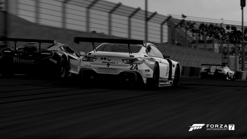 Race Cars on Track — Black