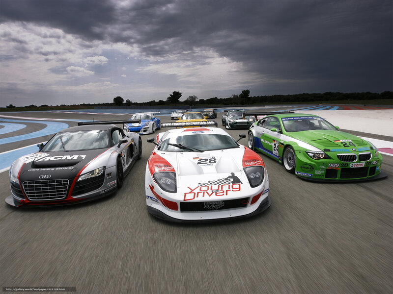 Race Cars on Track — Gray, Dramatic, Afternoon