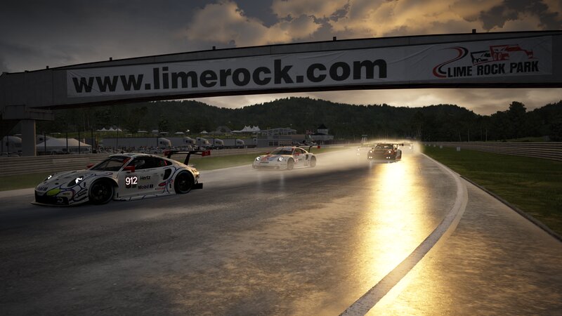 Race Cars on Track — Gray, Dramatic, Sunset