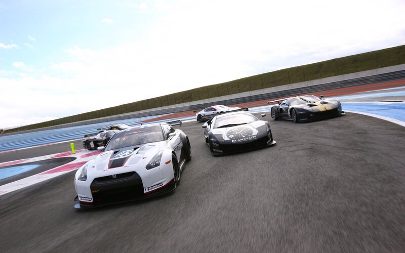 Race Cars on Track — Gray, Dynamic, Afternoon