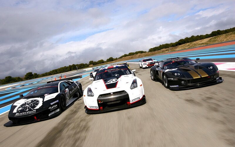 Race Cars on Track — White