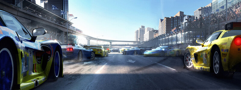 Race Cars on Track — Yellow