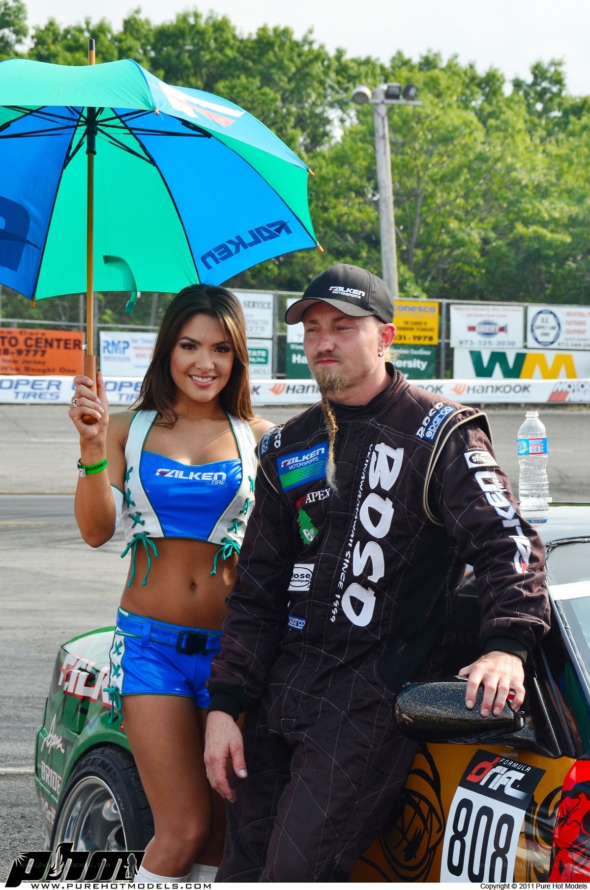 Race driver with promotional model