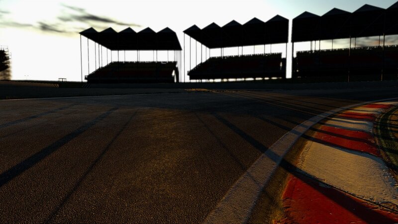 race track at dusk