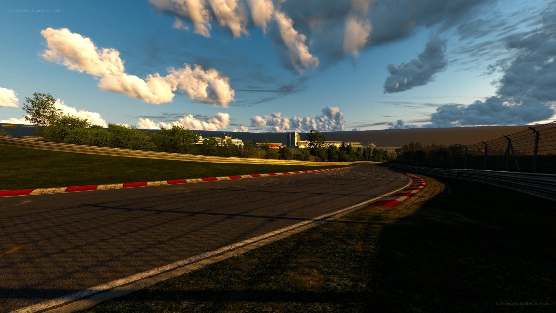 Race track at sunset