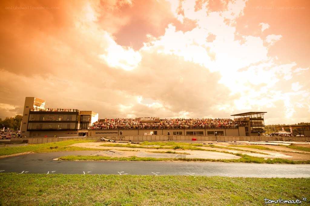 Race track at sunset