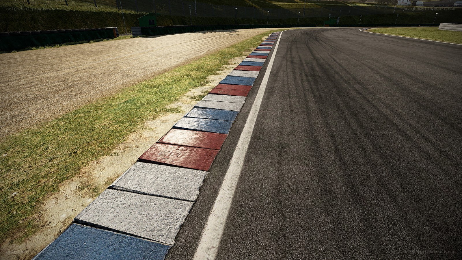 race track corner with curbing