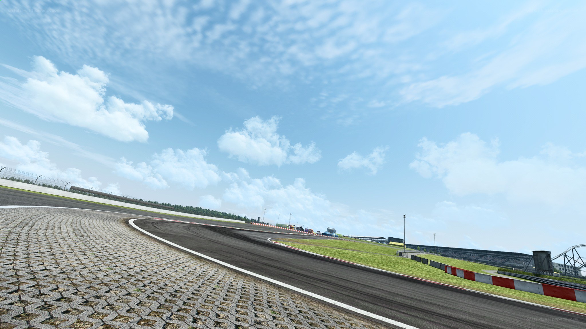 race track with blue sky