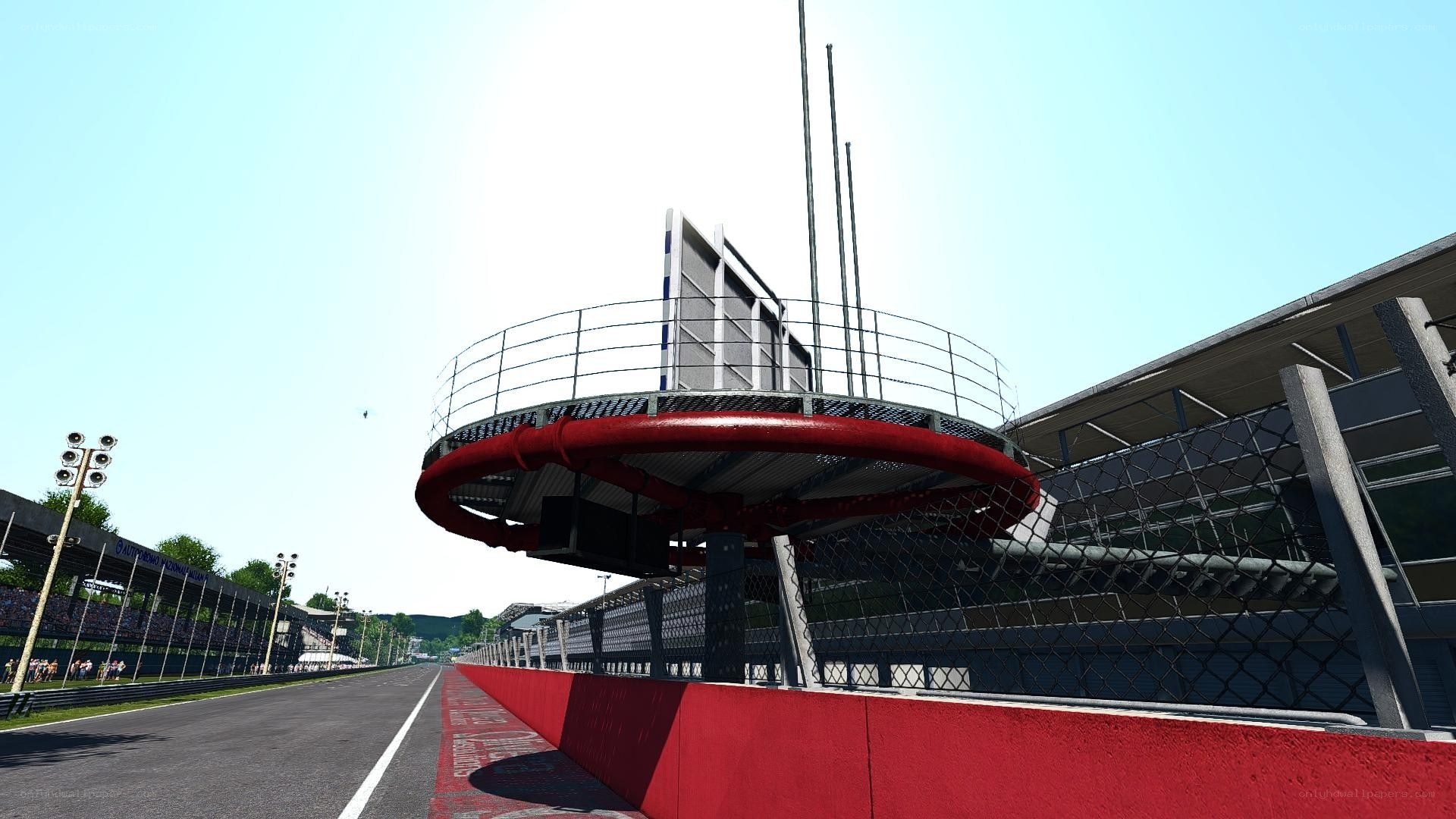 race track with red structure