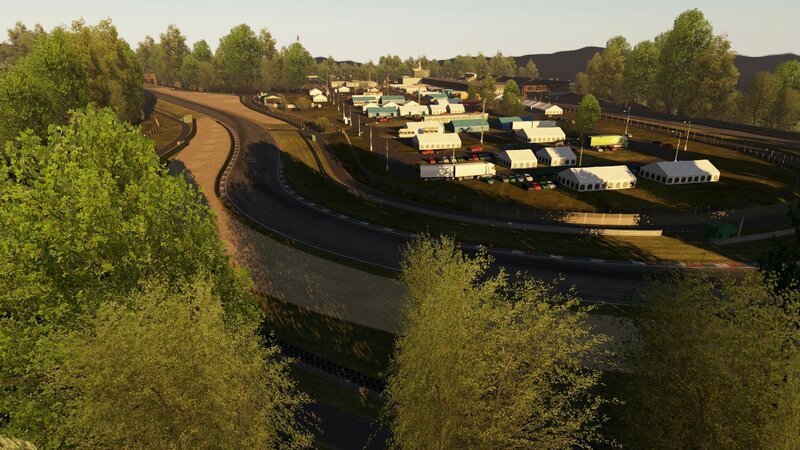 race track with tents