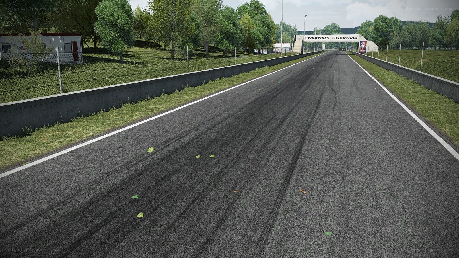 race track with tire marks