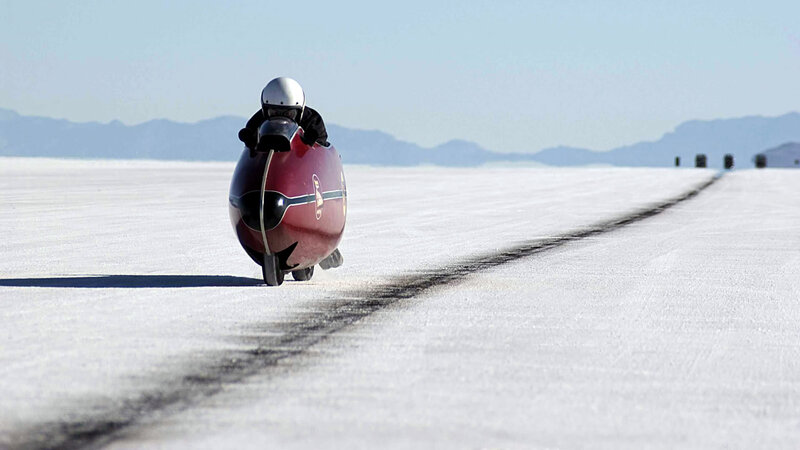 Racer on a Land Speed Vehicle