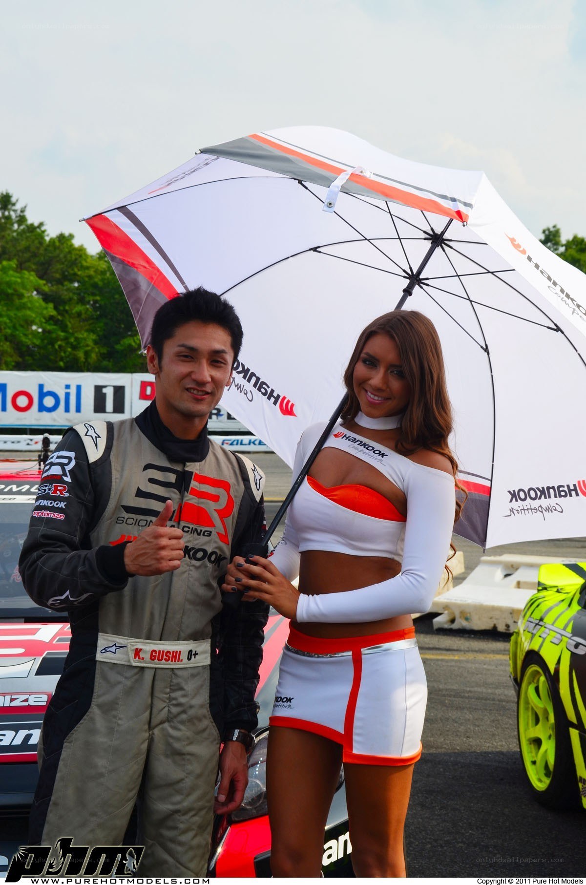 racer with promotional model