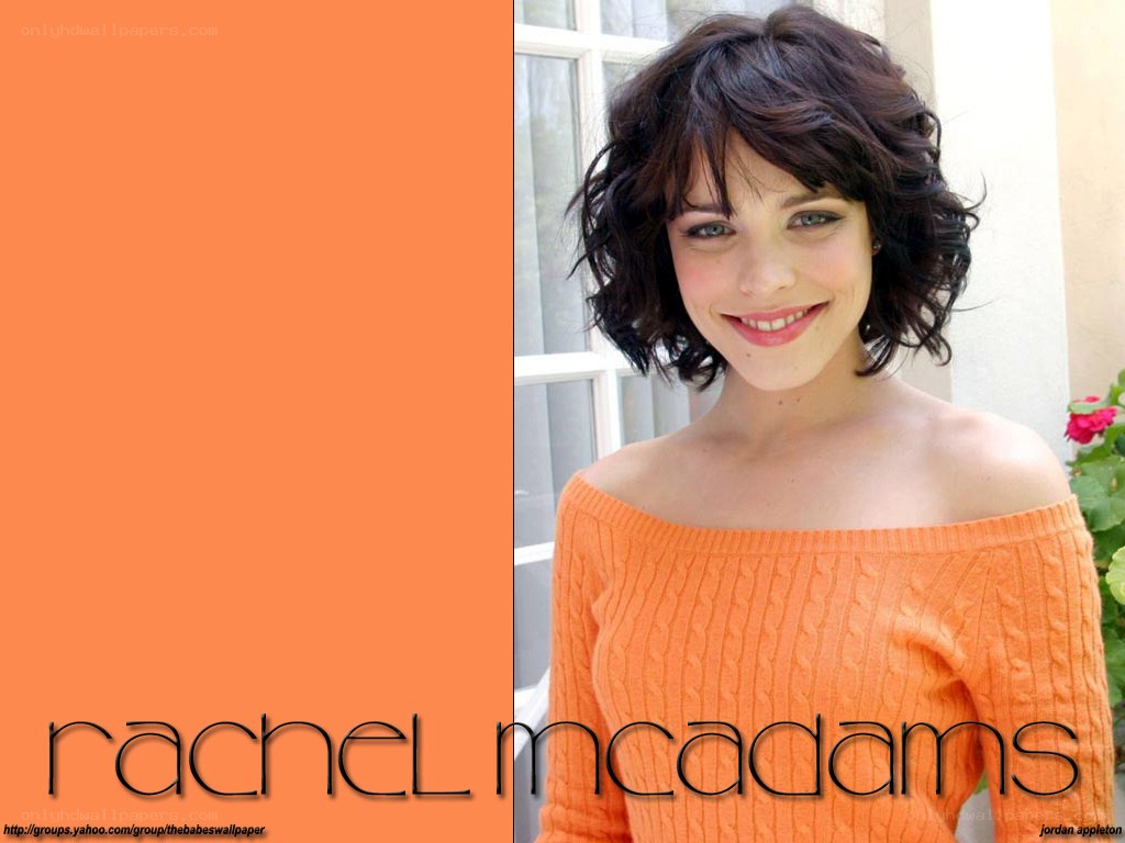 Rachel McAdams in orange sweater