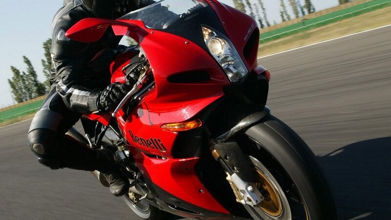 Racing a red motorcycle