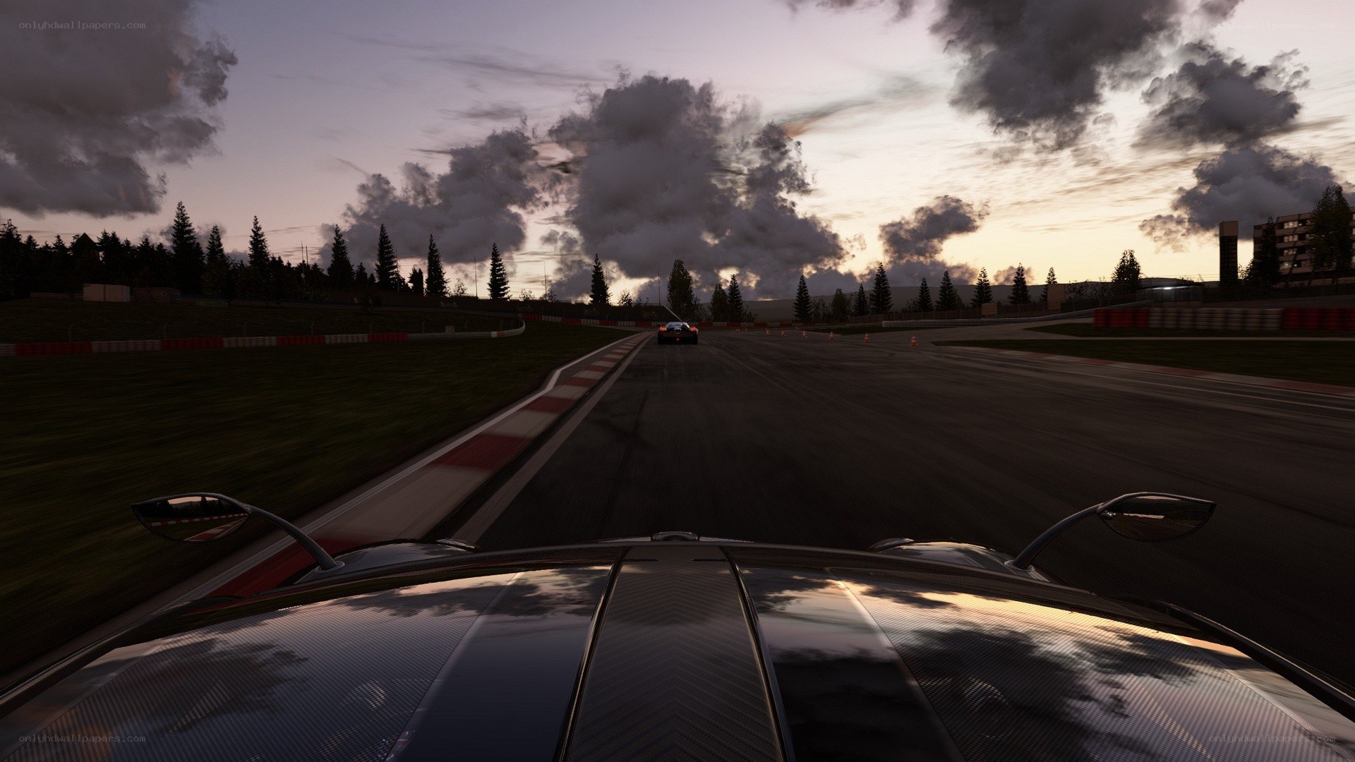 racing at dusk on a track