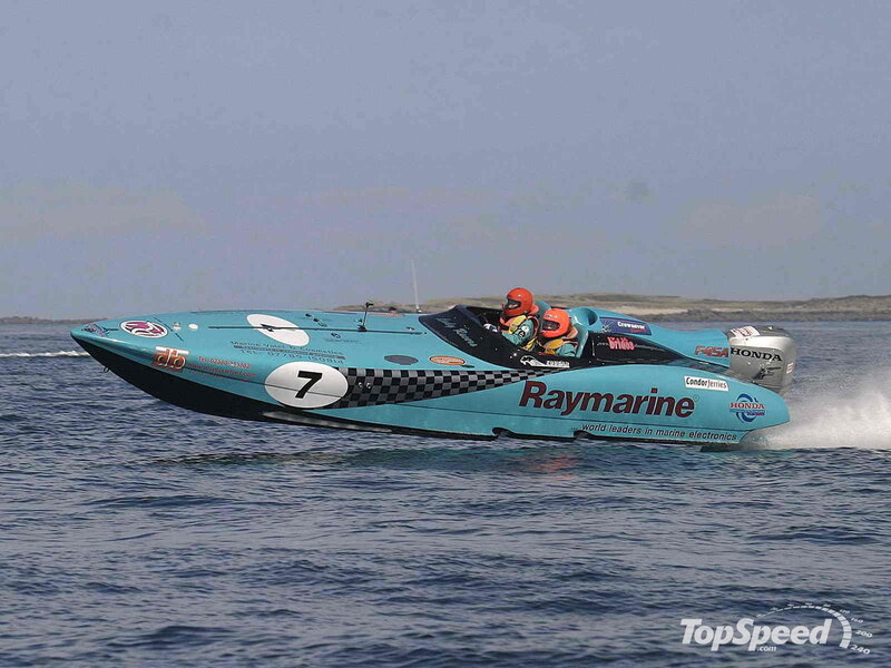 Racing Boat on Water — Blue, Dynamic, Afternoon, Photograph, People