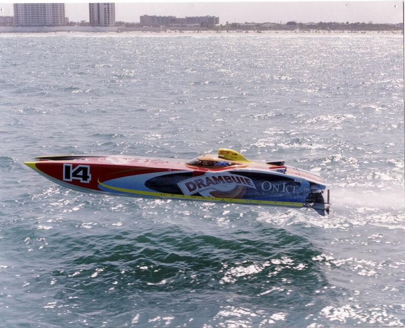 Racing Boat on Water — Blue, Dynamic