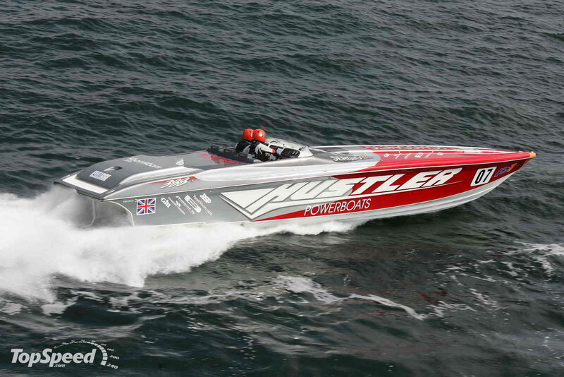 Racing Boat on Water — Red