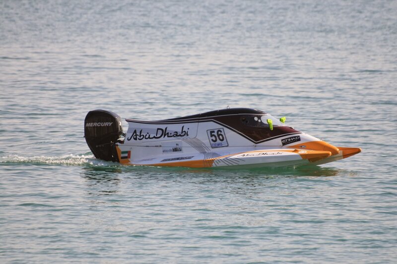 Racing Boat on Water — White, Active