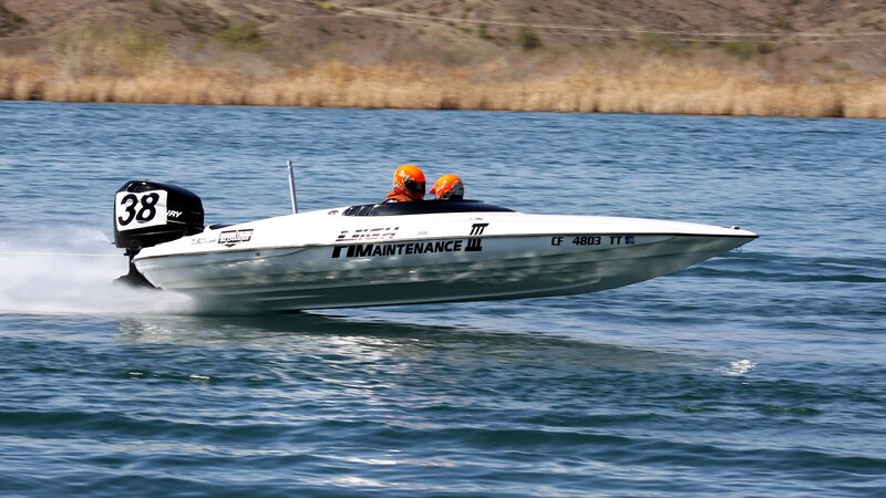 Racing Boat on Water — White, Dynamic, Afternoon, Photograph, People, Helmets