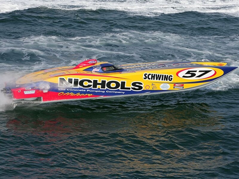 Racing Boat on Water — Yellow
