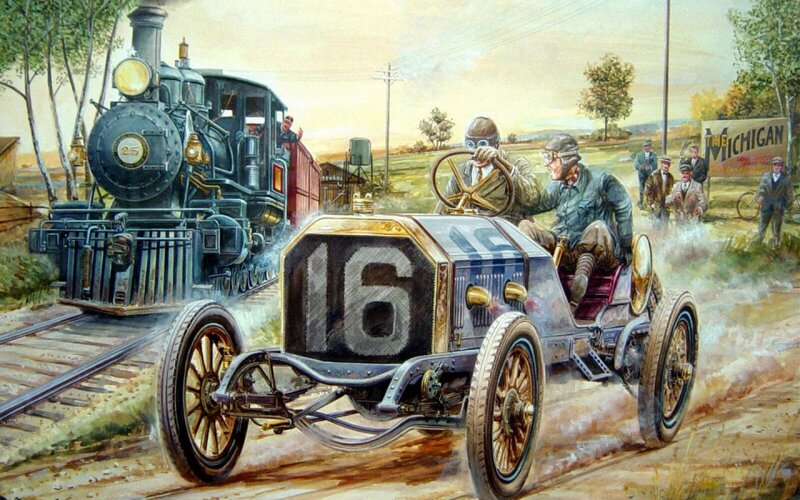 Racing Car and Steam Train