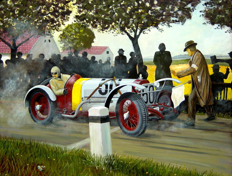 Racing car at a checkpoint