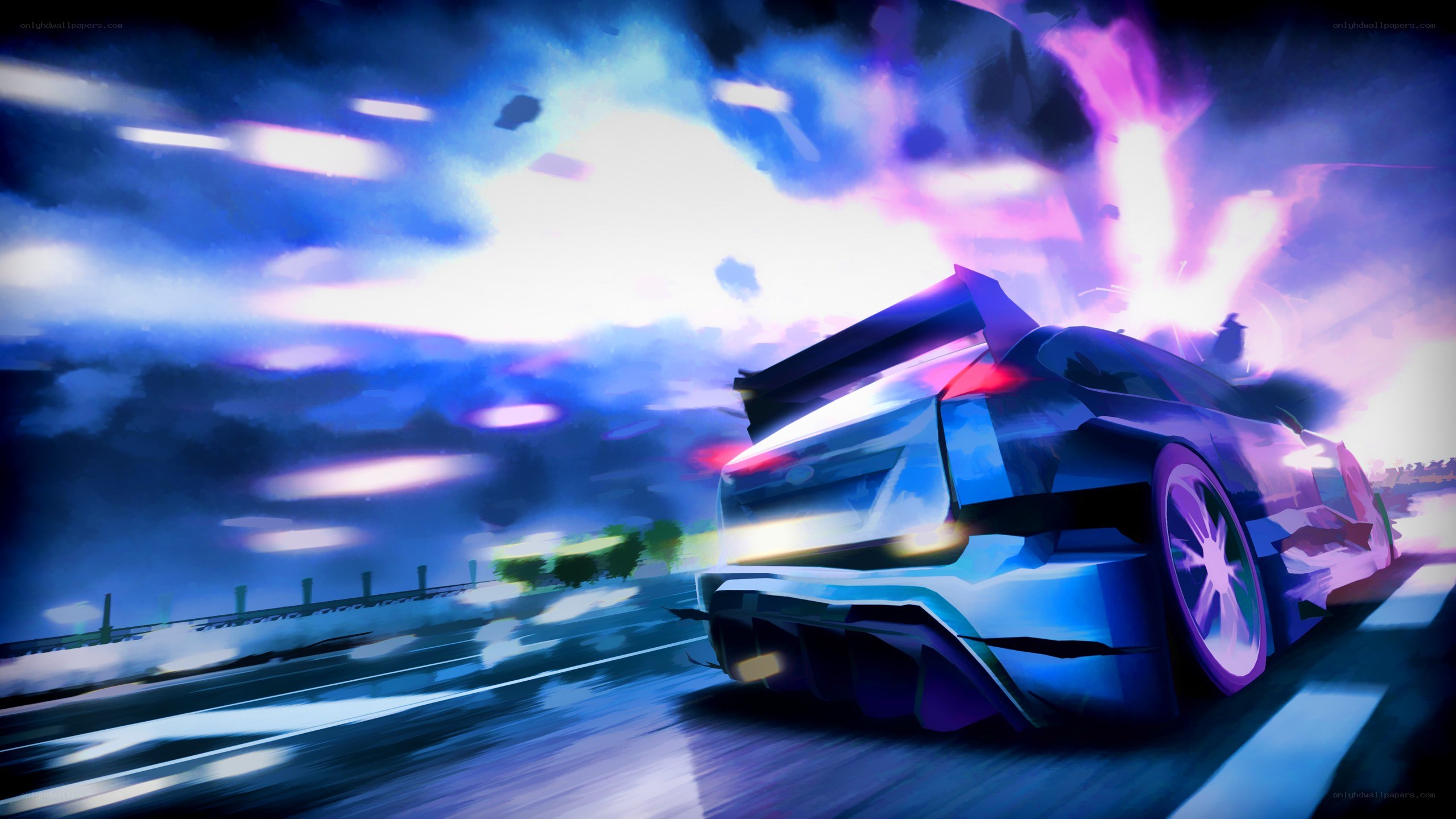 racing car at night