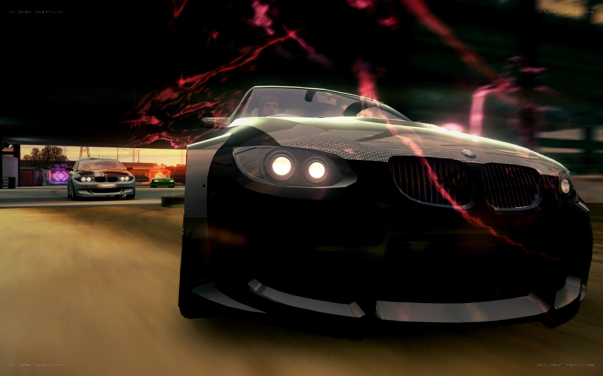 racing car at night