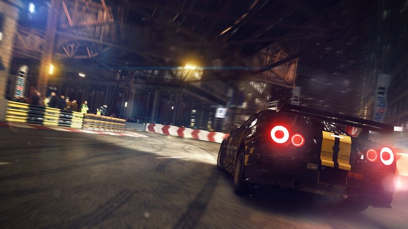 racing car at night in city