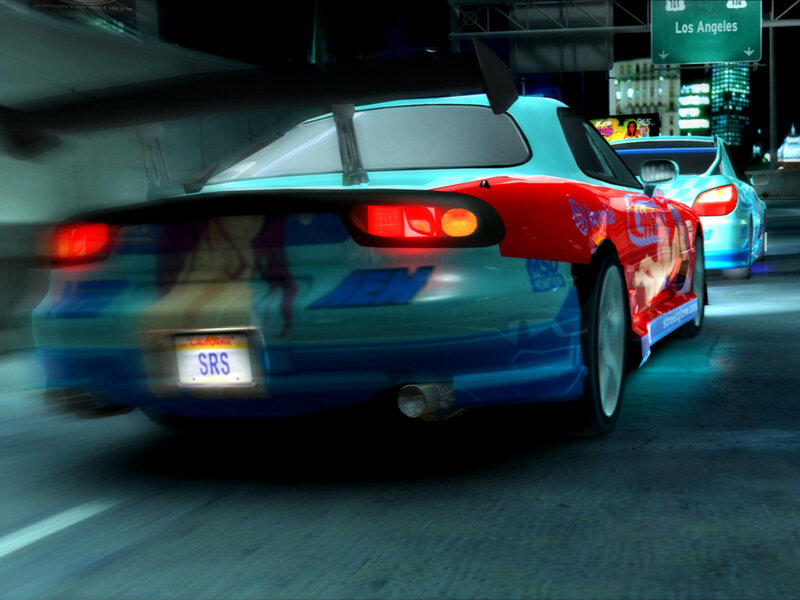 Racing car at night in Los Angeles