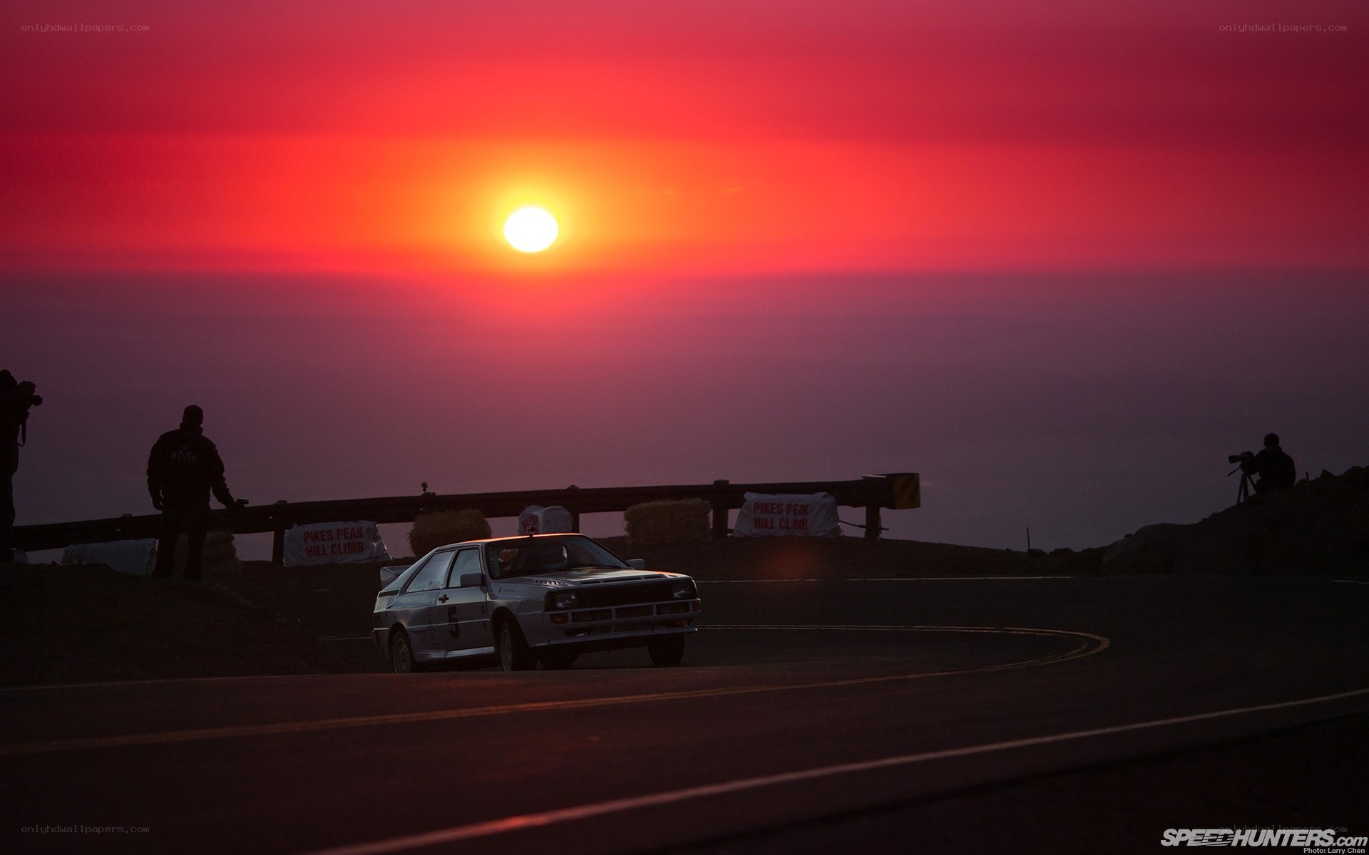 Racing car at sunset